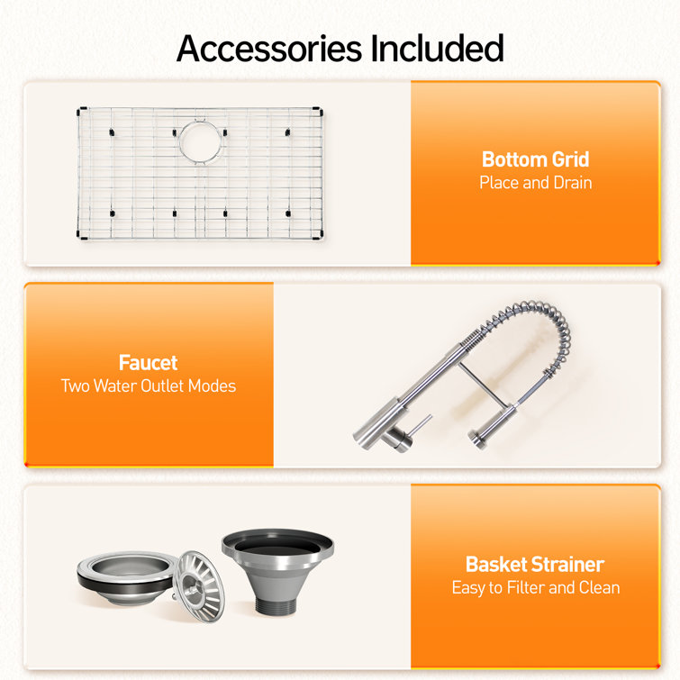 33'' Stainless Steel Drop-In Single Bowl Kitchen Sink
