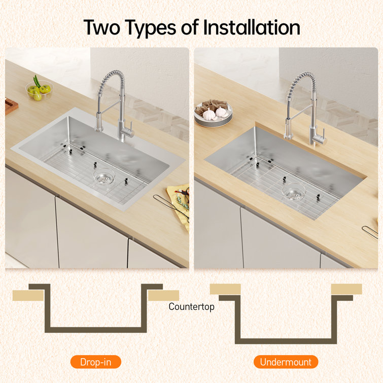 33'' Stainless Steel Drop-In Single Bowl Kitchen Sink