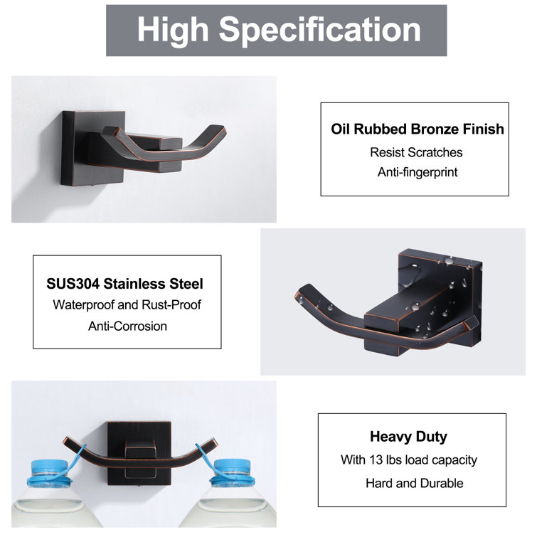Oil Rubbed Bronze Double Wall Mount Towel Hook
