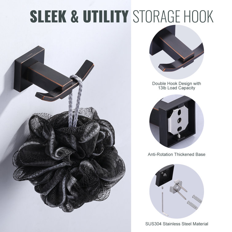 Oil Rubbed Bronze Double Wall Mount Towel Hook