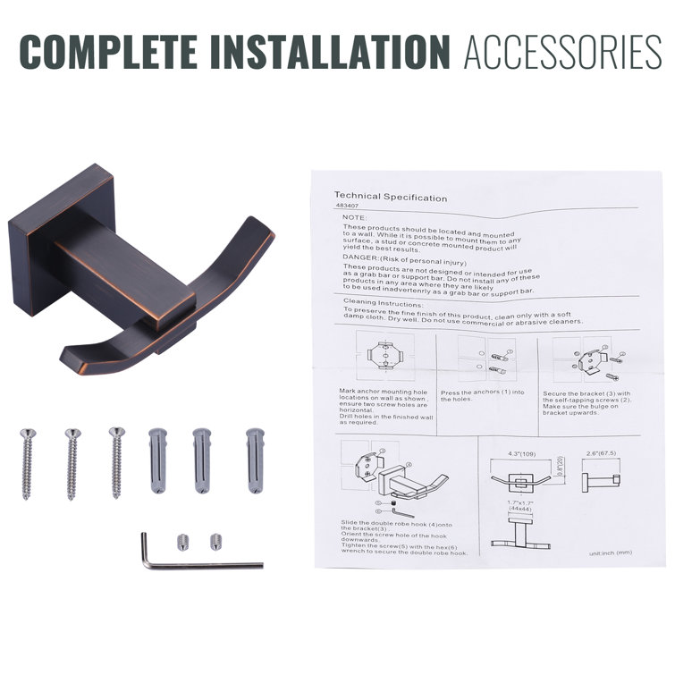Oil Rubbed Bronze Double Wall Mount Towel Hook