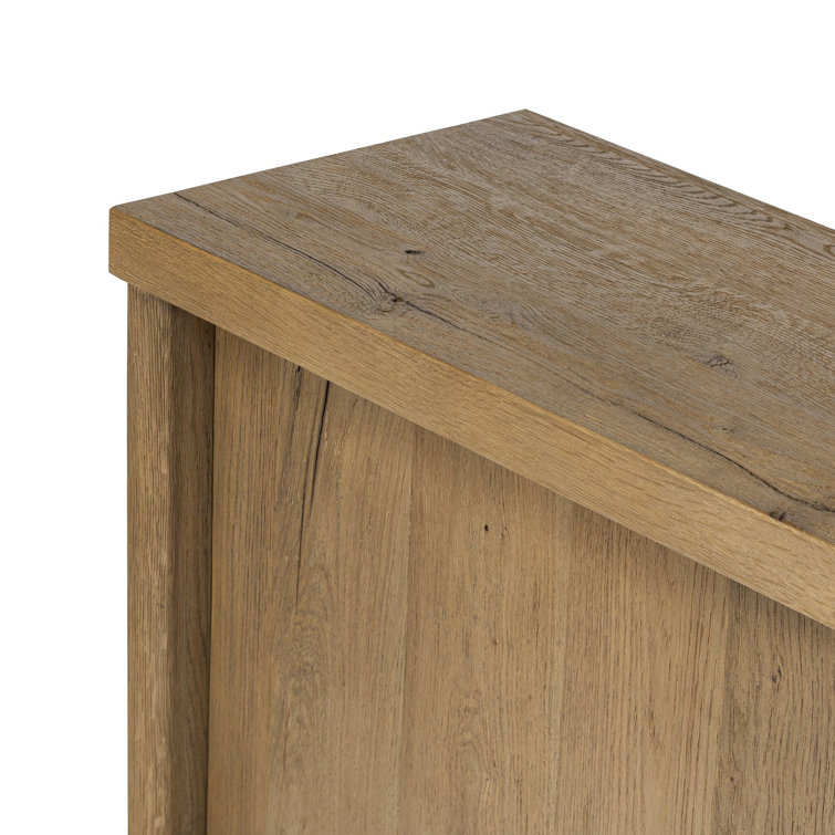 Worn Oak Solid Wood Media Console with Sliding Doors
