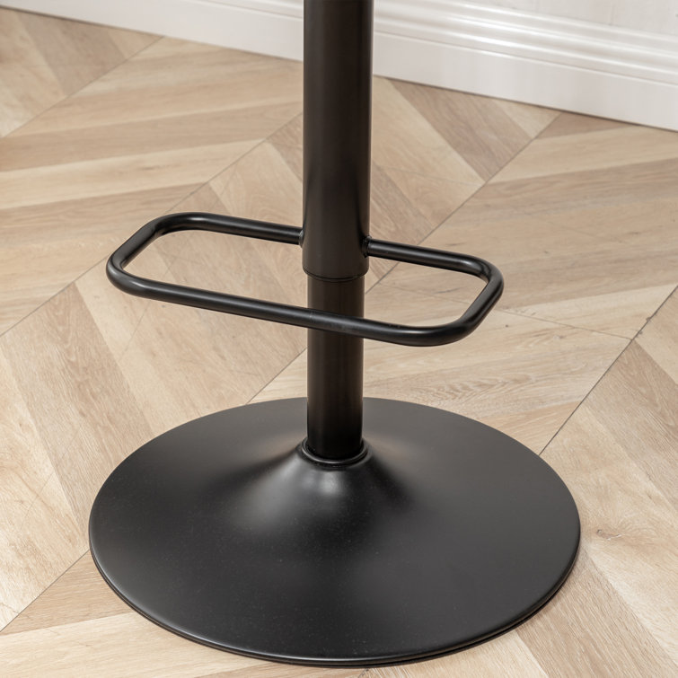 Green Faux Leather Adjustable Swivel Bar Stools with Walnut Backrest