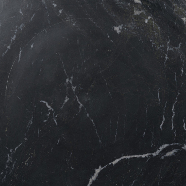 Skylar Round Black Marble and Hardwood End Table