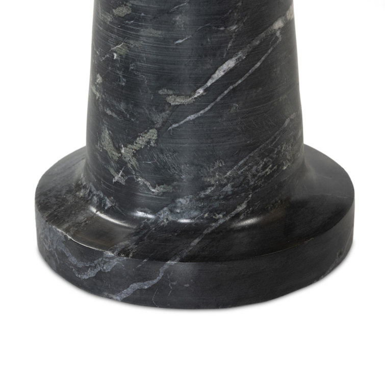 Skylar Round Black Marble and Hardwood End Table