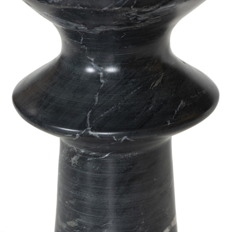 Skylar Round Black Marble and Hardwood End Table