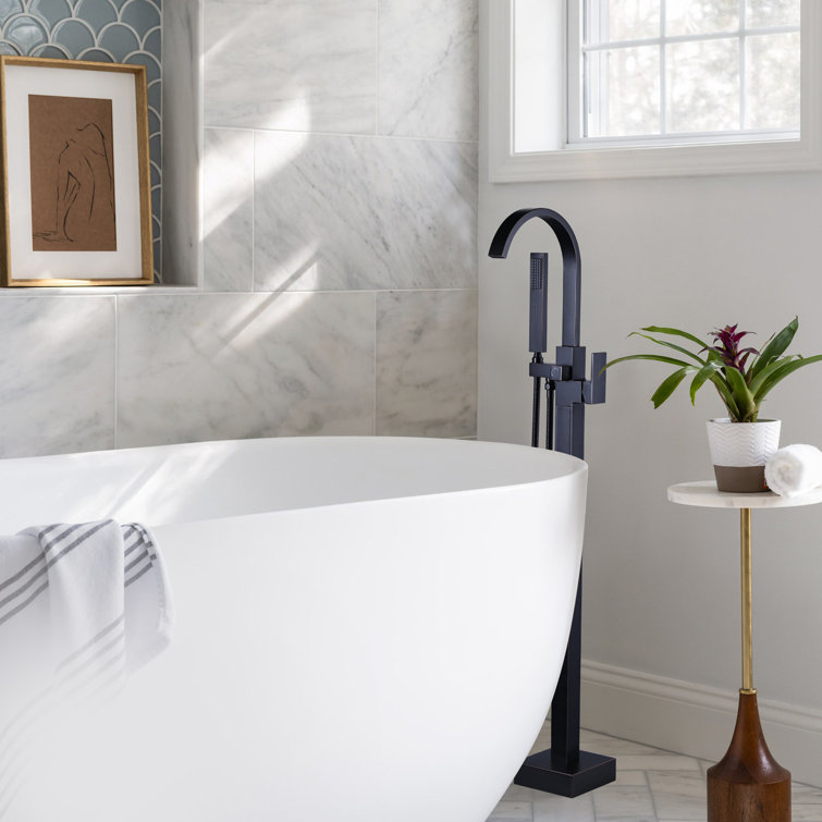 Oil Rubbed Bronze Freestanding Tub Filler with Lever Handle
