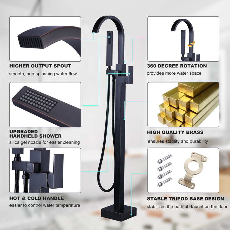 Oil Rubbed Bronze Freestanding Tub Filler with Lever Handle
