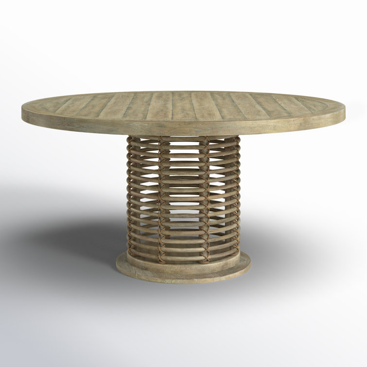 Anders Beach-Inspired Round Reclaimed Wood & Cane Dining Table