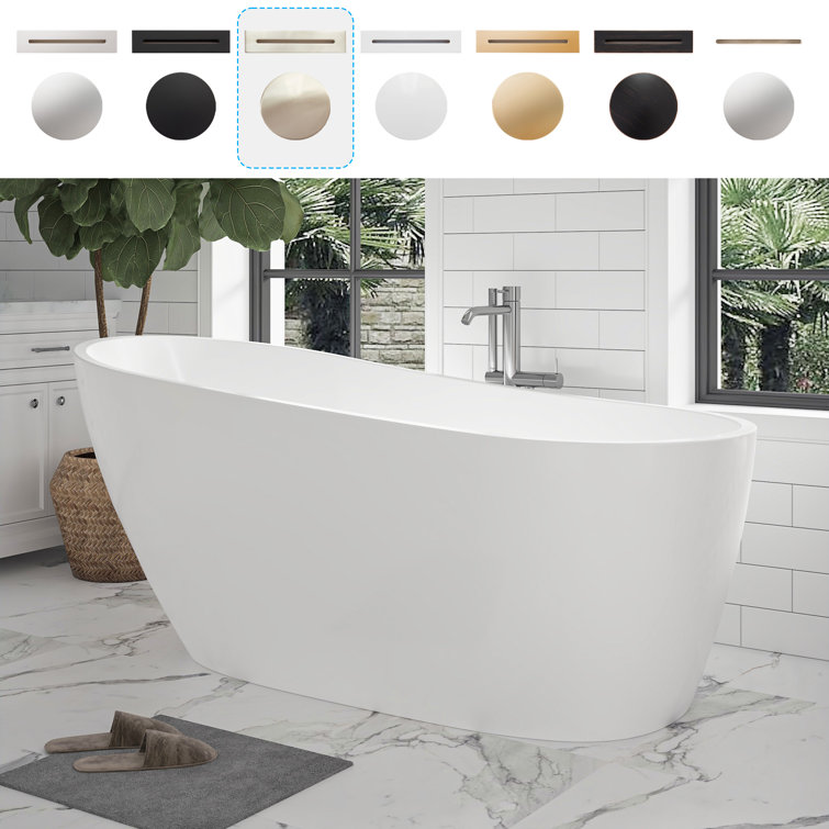 Cora 67" White Freestanding Acrylic Bathtub