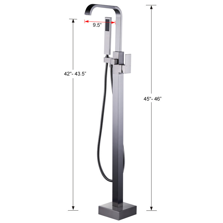 Brushed Nickel Freestanding Tub Filler with Handshower