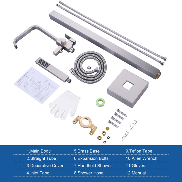 Brushed Nickel Freestanding Tub Filler with Handshower