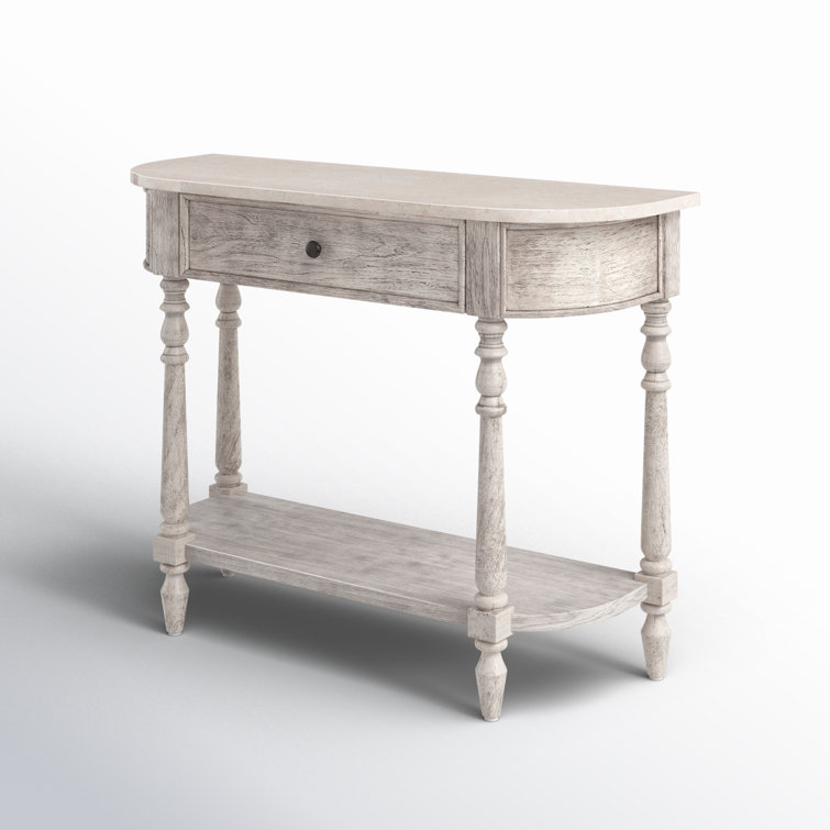 Aberdale Demilune Console Table with Storage in Umber and Marble
