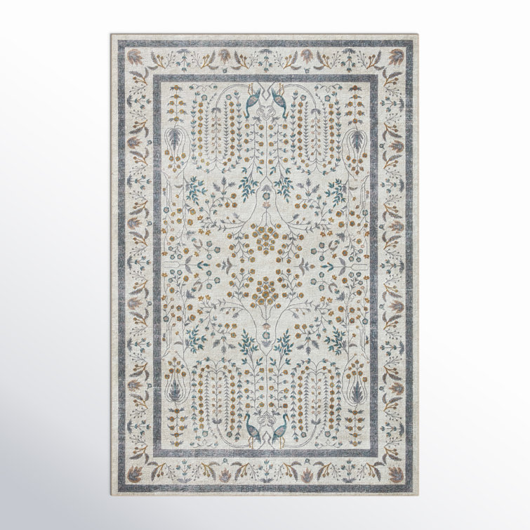 Wisteria Cream Flat Woven Synthetic Area Rug 5'-0" x 7'-6"