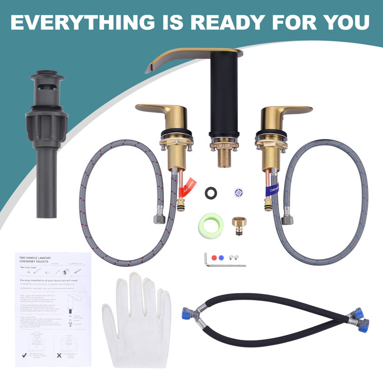 Black and Gold 8-Inch Widespread Double Handle Bathroom Faucet