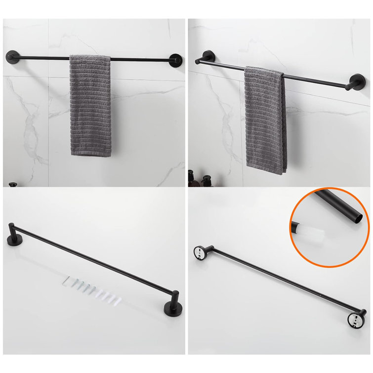 Matte Black 24-Inch Metal Bathroom Hardware Set, 4-Piece