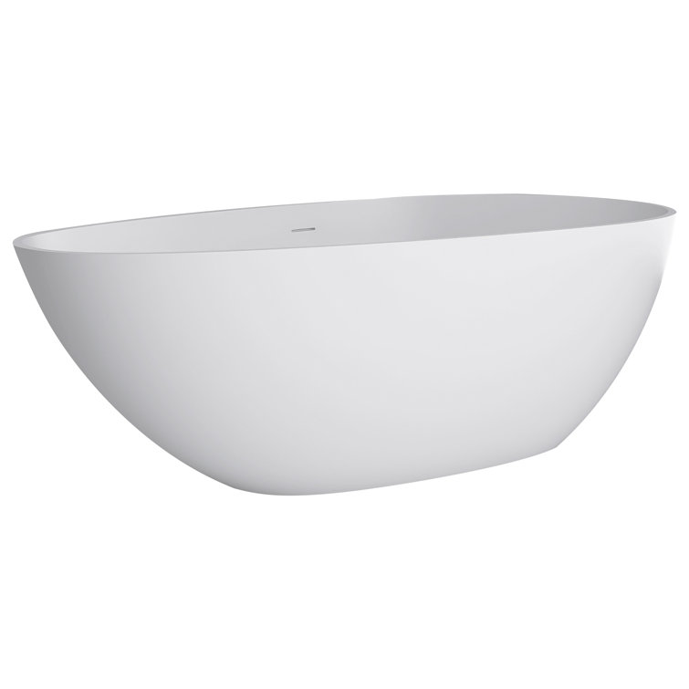 67'' Matte White Solid Surface Freestanding Soaking Bathtub