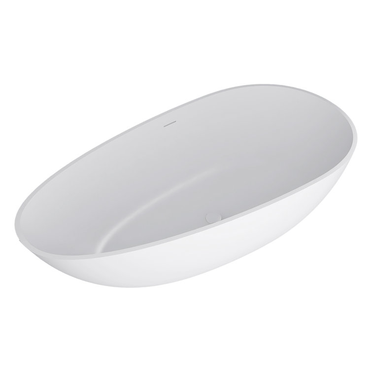 67'' Matte White Solid Surface Freestanding Soaking Bathtub
