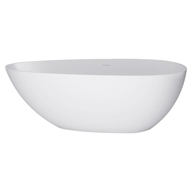 67'' Matte White Solid Surface Freestanding Soaking Bathtub