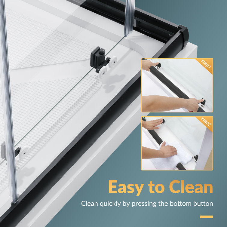 Matte Black Aluminum Framed Corner Shower Enclosure with Clear Tempered Glass