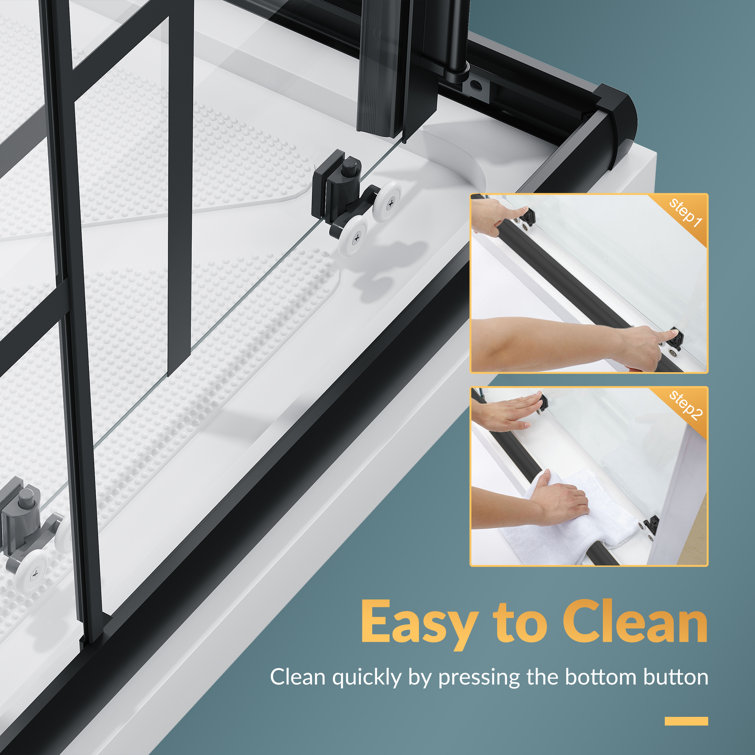 Black Framed 36'' x 36'' Clear Tempered Glass Shower Enclosure