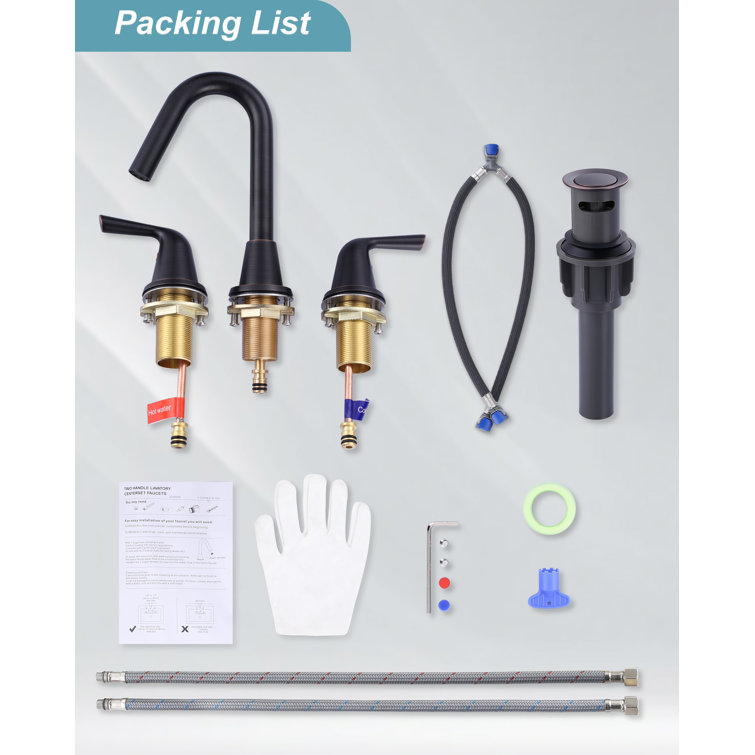 Oil Rubbed Bronze 8-Inch Widespread Double Handle Bathroom Faucet