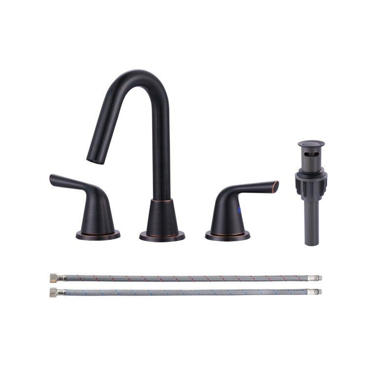 Oil Rubbed Bronze 8-Inch Widespread Double Handle Bathroom Faucet