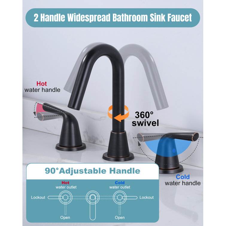 Oil Rubbed Bronze 8-Inch Widespread Double Handle Bathroom Faucet