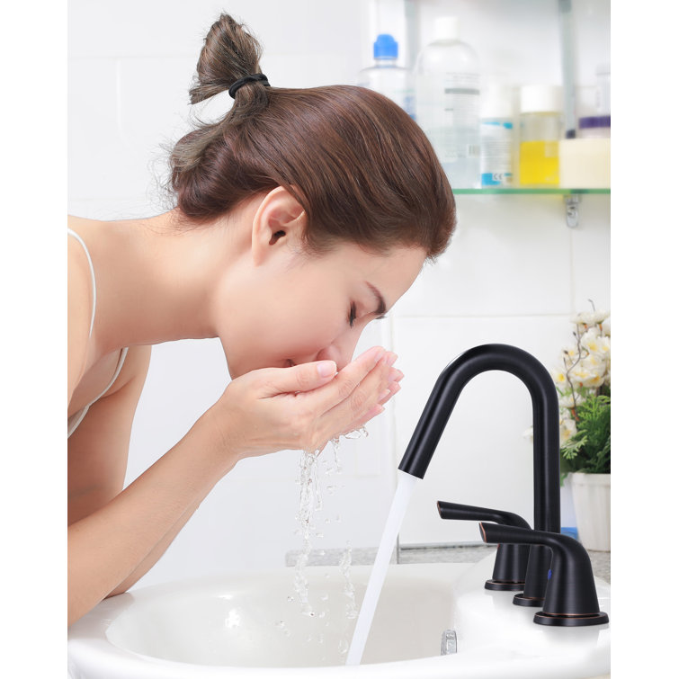 Oil Rubbed Bronze 8-Inch Widespread Double Handle Bathroom Faucet