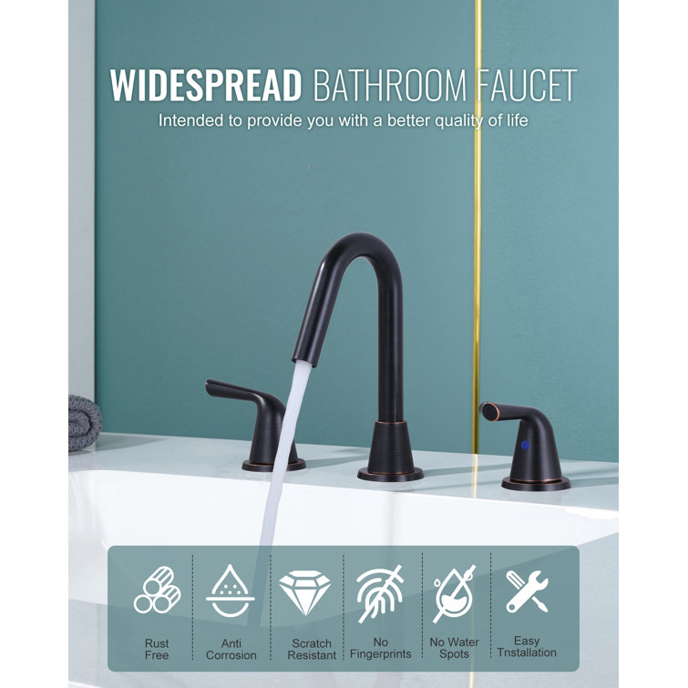 Oil Rubbed Bronze 8-Inch Widespread Double Handle Bathroom Faucet