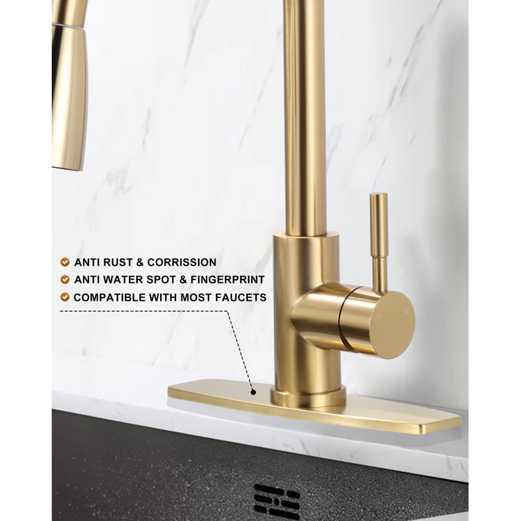 Brushed Gold Stainless Steel Sink Faucet Hole Cover Deck Plate