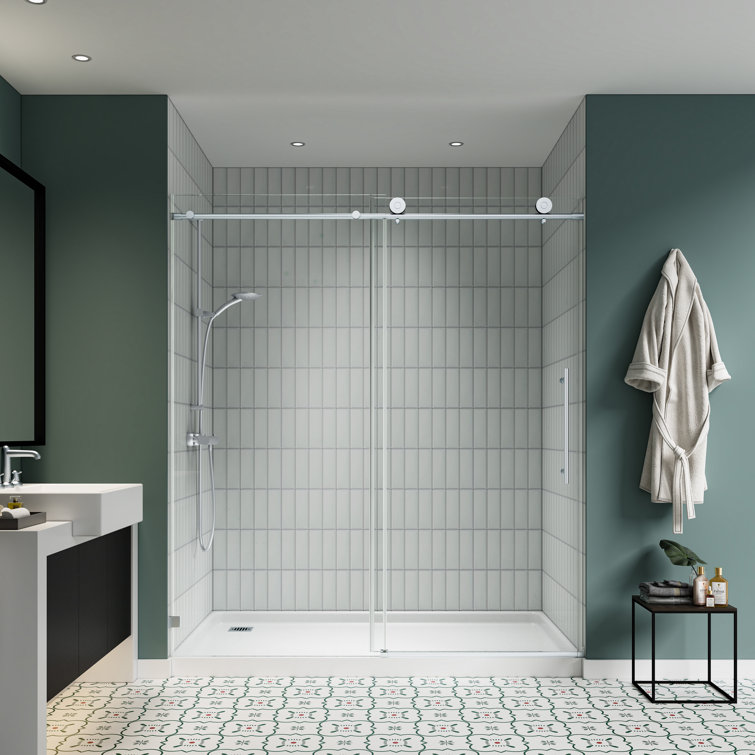 48'' W x 76'' H Clear Tempered Glass Frameless Shower Door