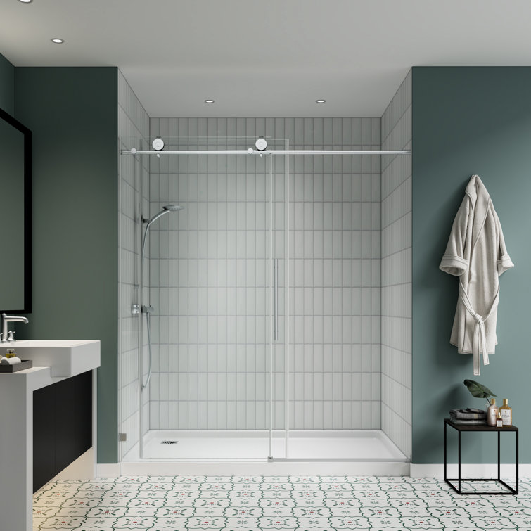 48'' W x 76'' H Clear Tempered Glass Frameless Shower Door