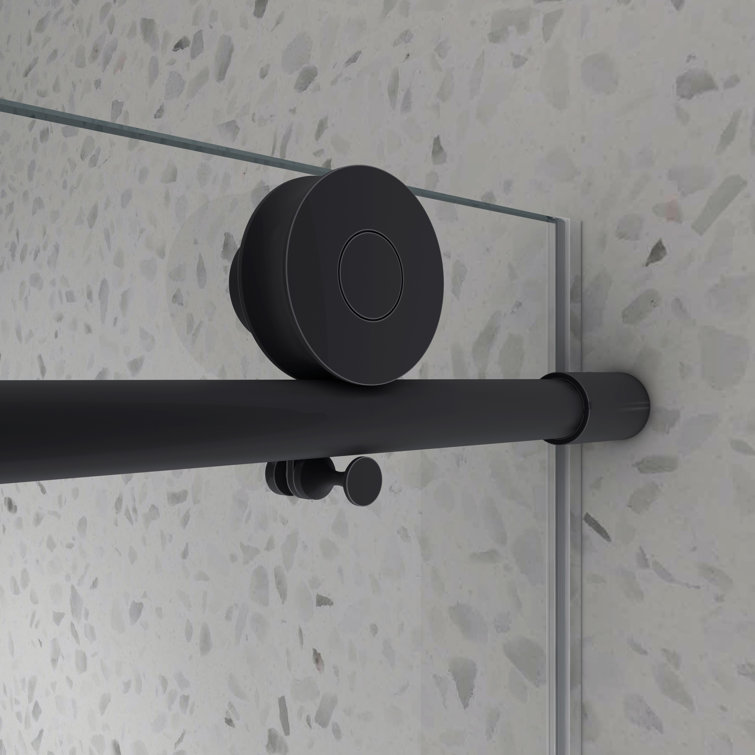 60" Matte Black Frameless Sliding Shower Door with Clear Glass