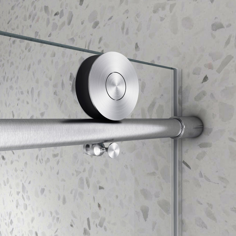 60'' Brushed Nickel Frameless Sliding Shower Door with Clear Glass