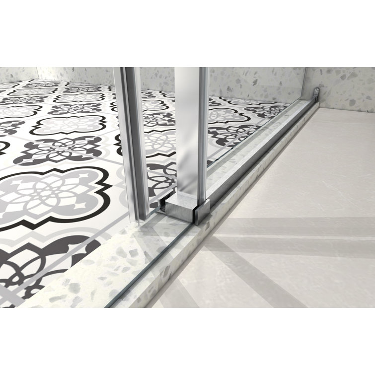 60" Matte Black Frameless Sliding Shower Door with Clear Glass