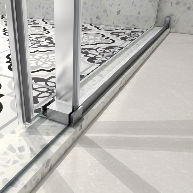60'' Brushed Nickel Frameless Sliding Shower Door with Clear Glass