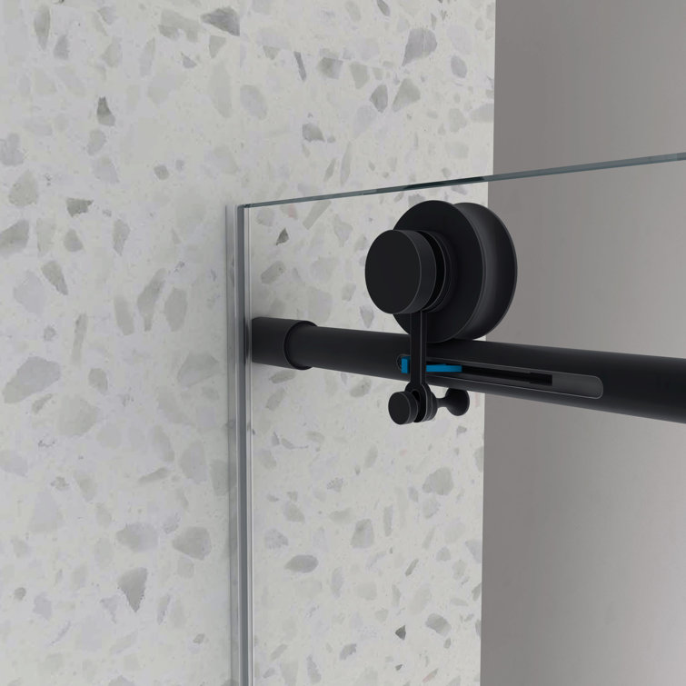 60" Matte Black Frameless Sliding Shower Door with Clear Glass