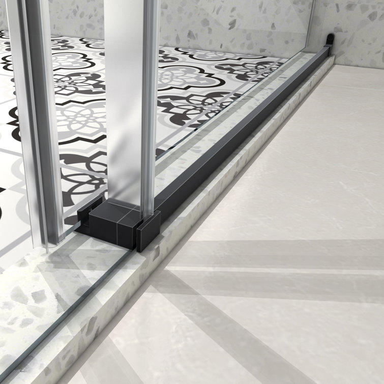 60" Matte Black Frameless Sliding Shower Door with Clear Glass