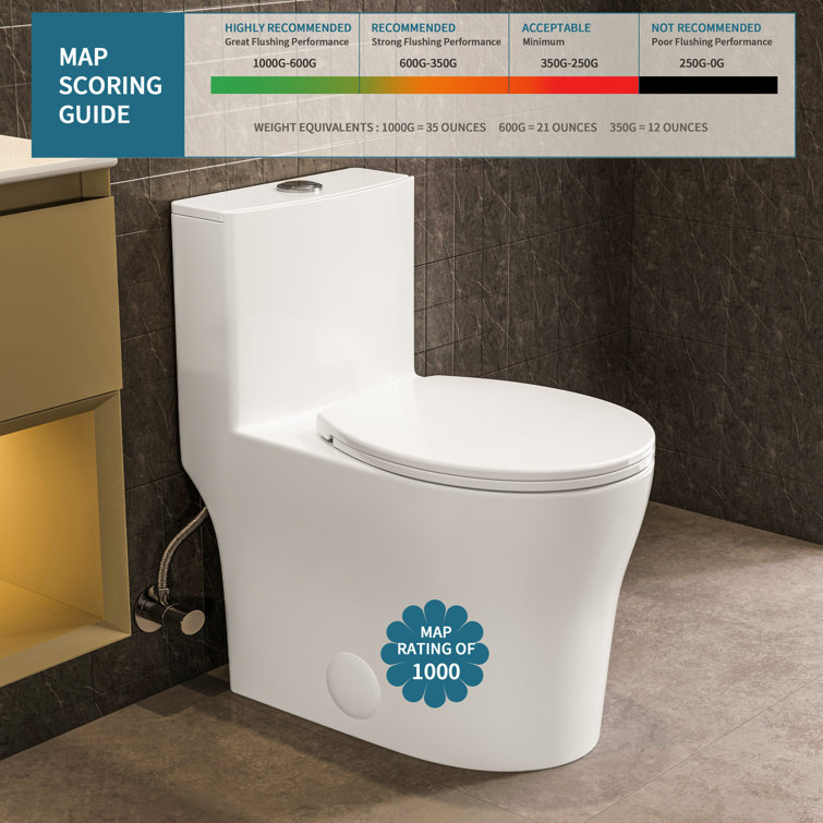 Gloss White Round One-Piece Dual Flush Toilet with Soft Close Seat