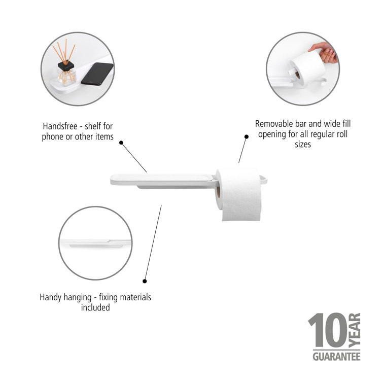 Mineral Gray Wall Mounted Toilet Roll Holder with Shelf