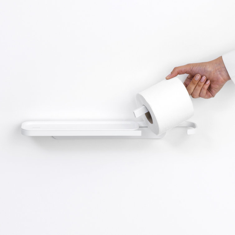 Mineral Gray Wall Mounted Toilet Roll Holder with Shelf