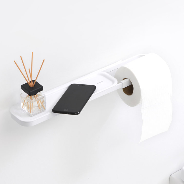 Mineral Gray Wall Mounted Toilet Roll Holder with Shelf