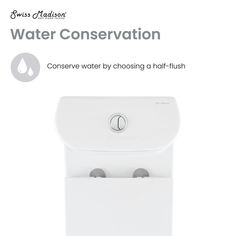 White Ceramic Elongated Dual Flush One-Piece Toilet