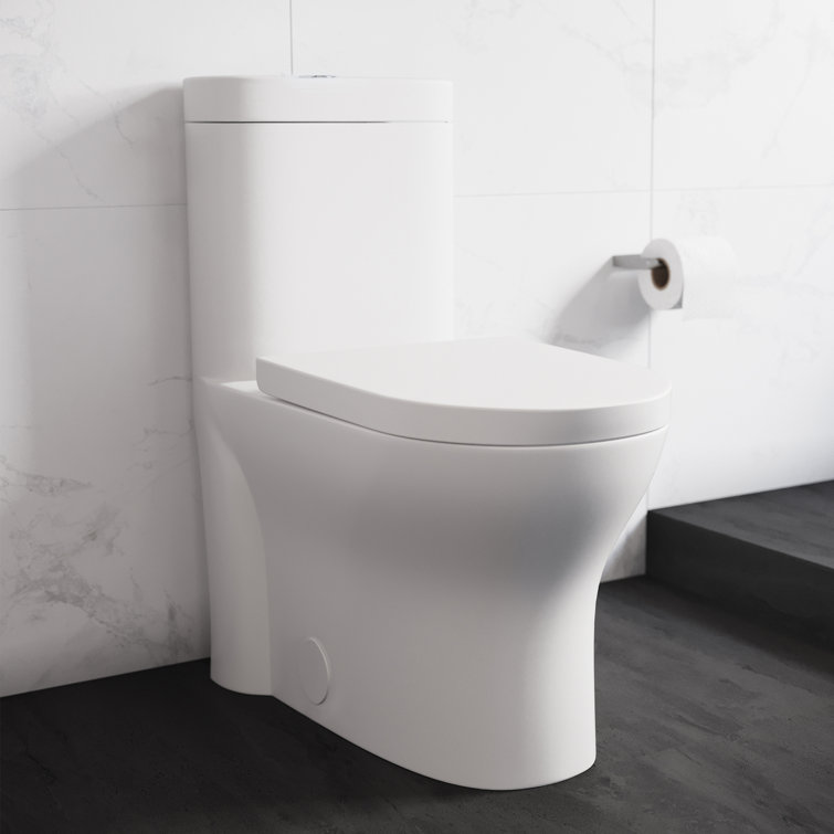 White Ceramic Elongated Dual Flush One-Piece Toilet
