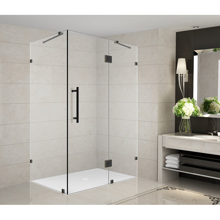 Avalux 72" Frameless Hinged Shower Enclosure with Frosted Glass and Chrome Hardware