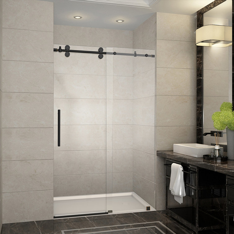 Langham 48" Bronze Frameless Sliding Shower Door