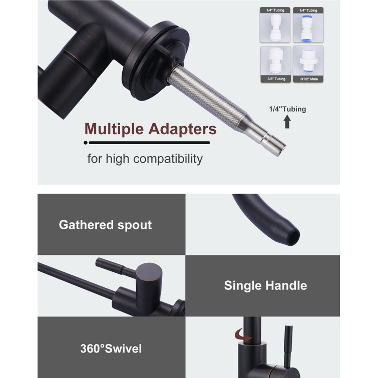 Oil Rubbed Bronze High-Arc Kitchen Faucet with Pull-out Spray