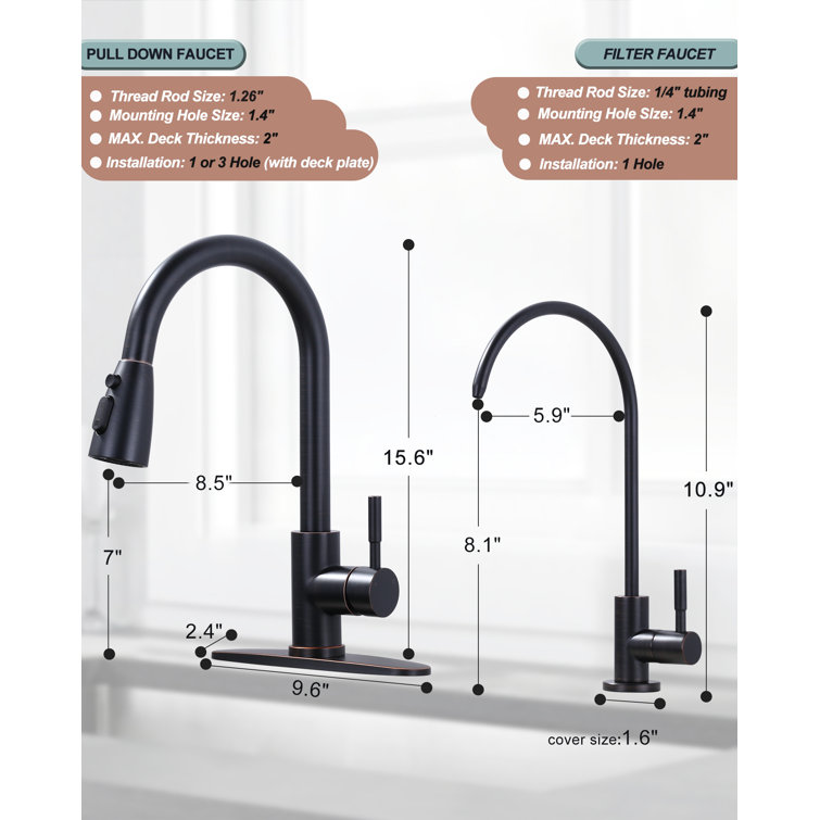 Oil Rubbed Bronze High-Arc Kitchen Faucet with Pull-out Spray