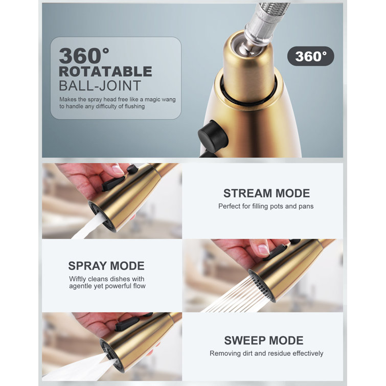 Gold Stainless Steel Touchless Pull-Down Kitchen Faucet with Spray